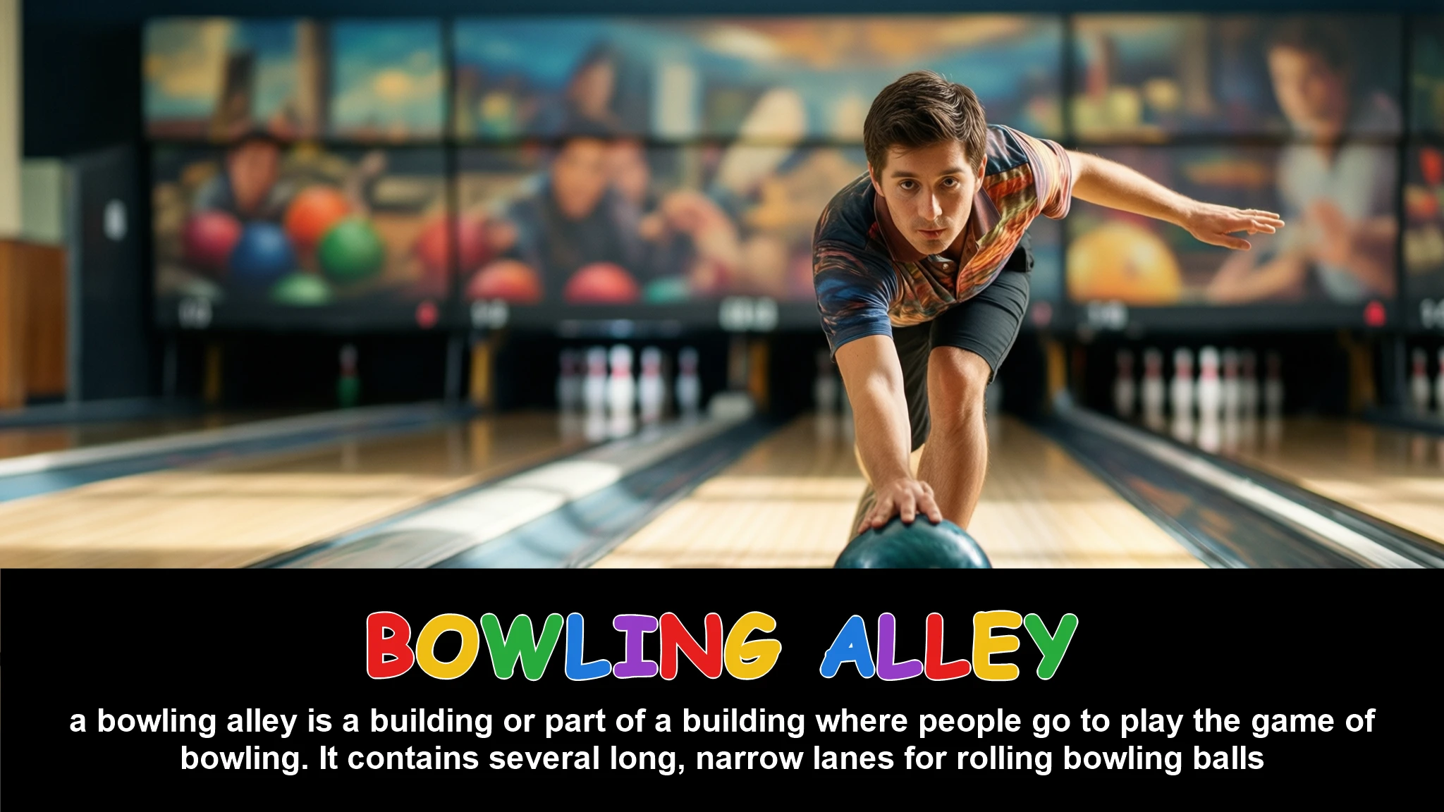 English Illustration for bowling alley